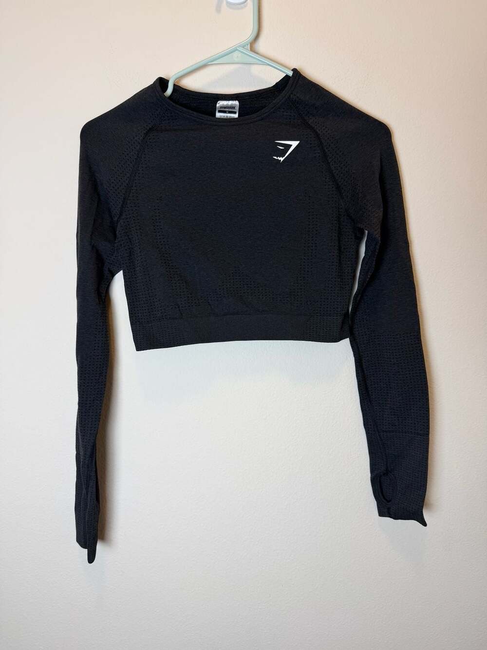 Gymshark Vital Seamless Size M Crop Top Black Marl